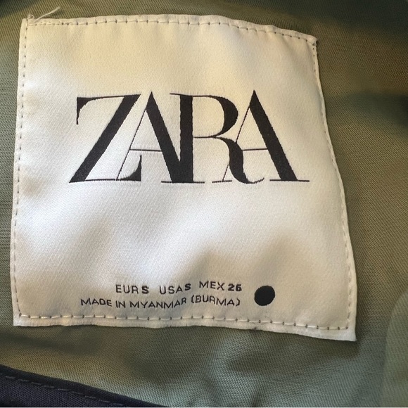 Zara Olive Green Hooded Parka Rain Jacket Women’s Size Small - Picture 3 of 4